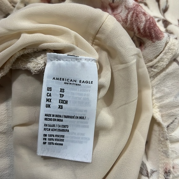 American Eagle Outfitters Cream and Brown Floral Romper Size XS Boho Festival - Picture 10 of 13